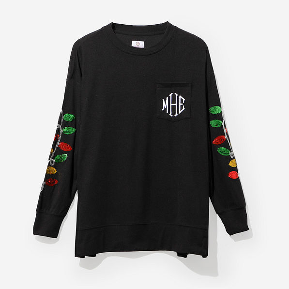 monogrammed christmas sweatshirt in black