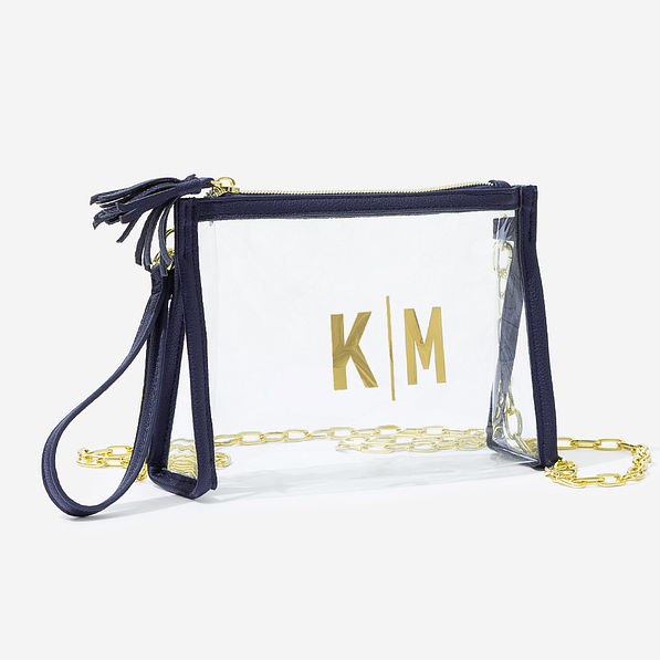 personalized clear stadium bag in navy