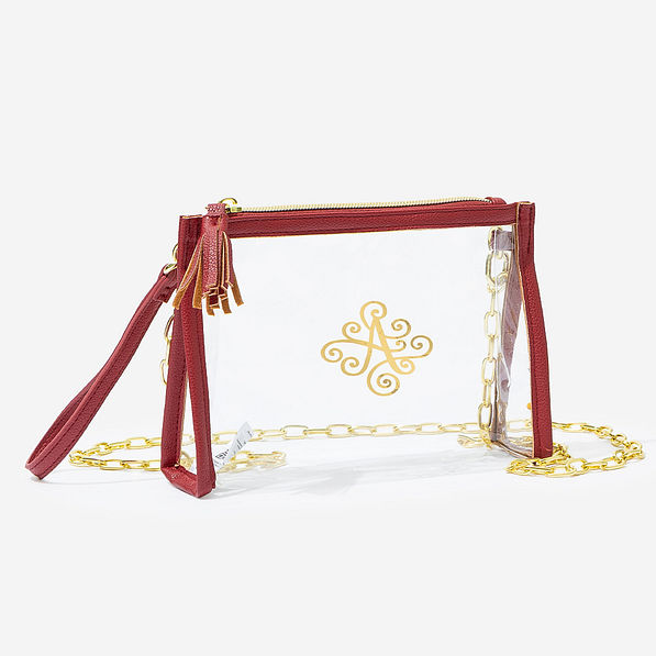 personalized clear stadium bag in wine