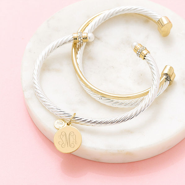 silver cable bracelet set on marble dish