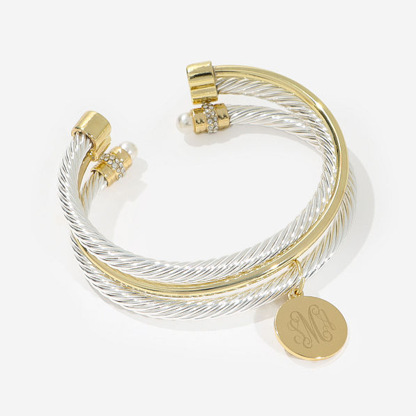 Monogrammed Cable Bracelet Set