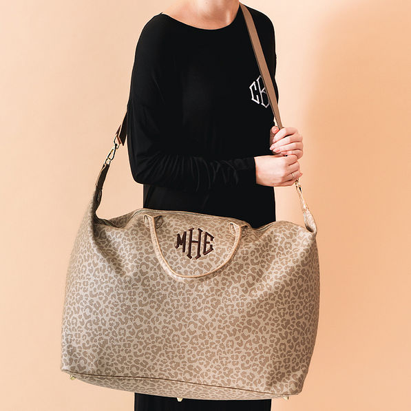 Personalized Natural Leopard 2024 Weekender Bag