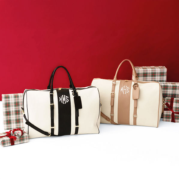 duo weekender bags with gift boxes