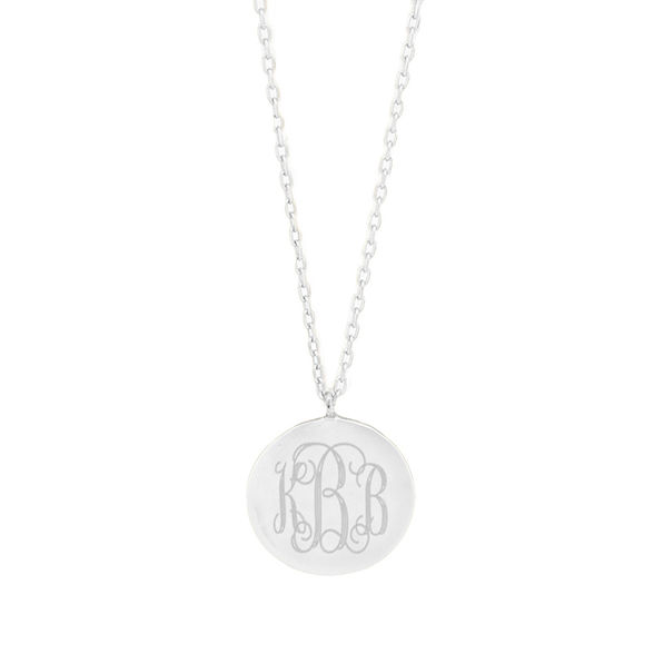 monogrammed disc necklace in silver