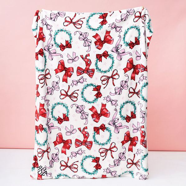 merry bows personalized christmas blanket