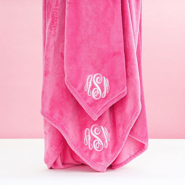 hot pink plush blanket mom and me studio shot