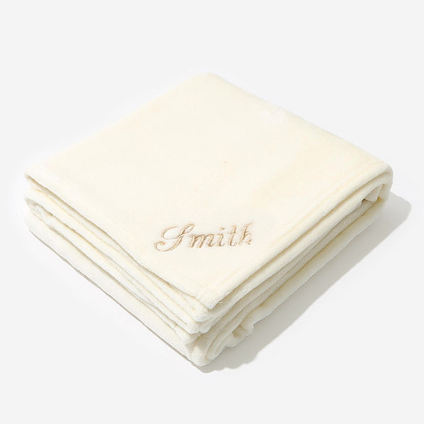 Personalized Plush Blanket in Ivory
