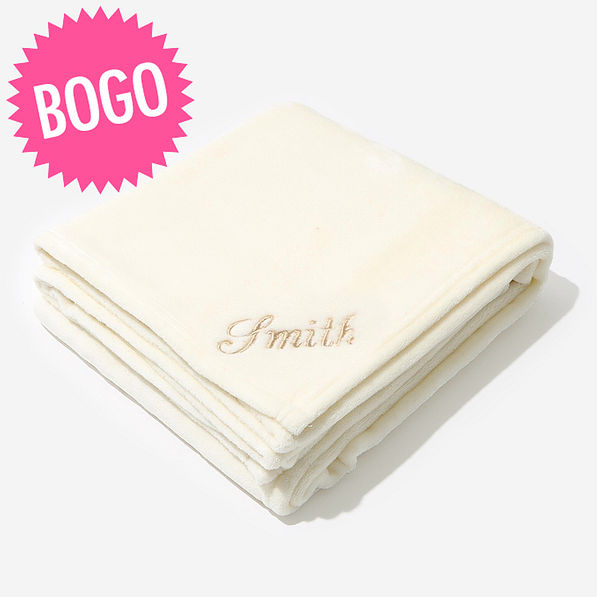 ivory personalized blanket bogo