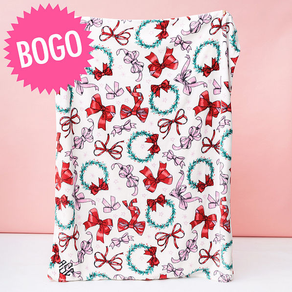 merry bow personalized blanket bogo