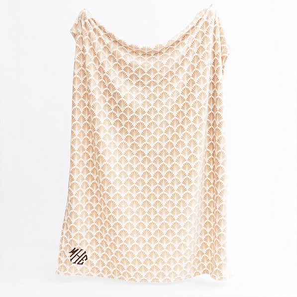 khaki shells plush blanket studio shot