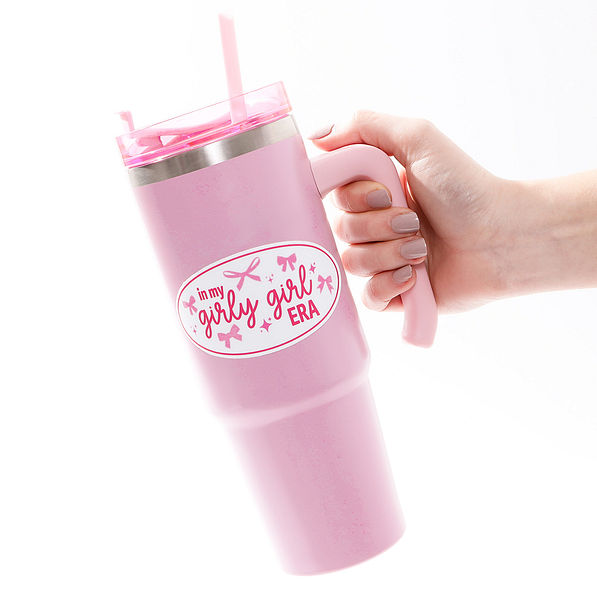 girly girl sticker on cup