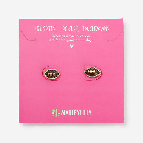 Football Earrings in Brown