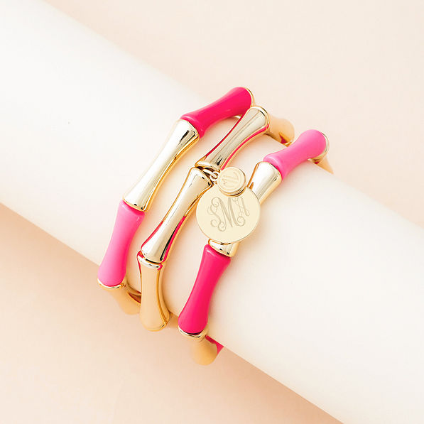 pink bangle bracelet set studio shot