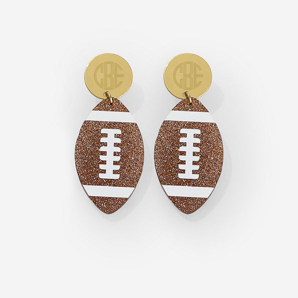 monogrammed football earrings
