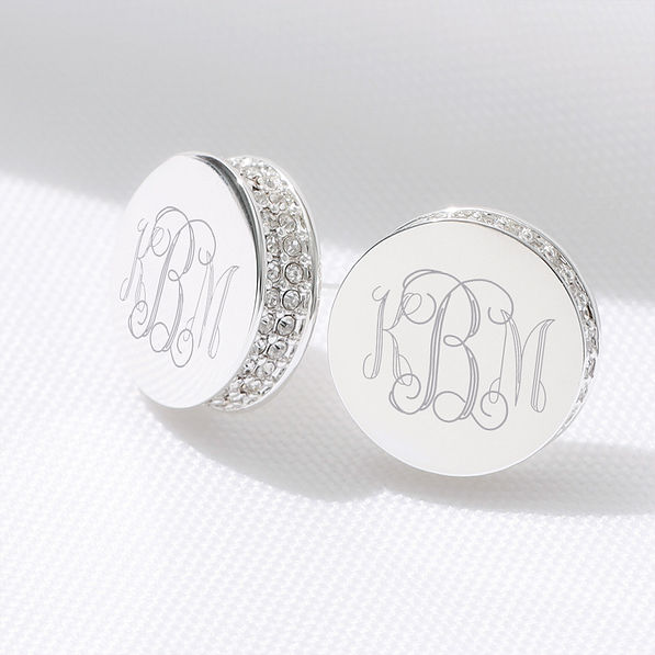 silver pave earrings studio shot