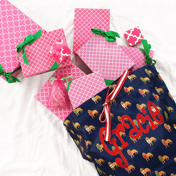 monogrammed puppy party present extra large bag