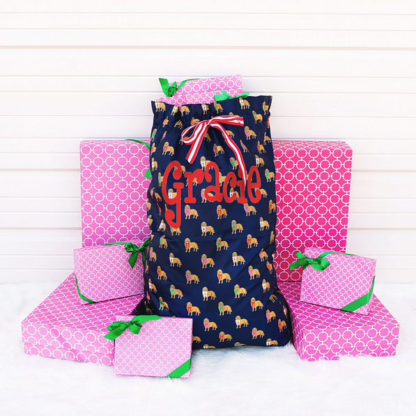 puppy party monogrammed gift sack with name