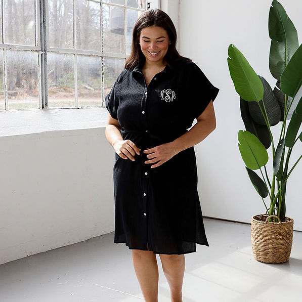 Monogrammed Gauzy Midi Dress in the studio
