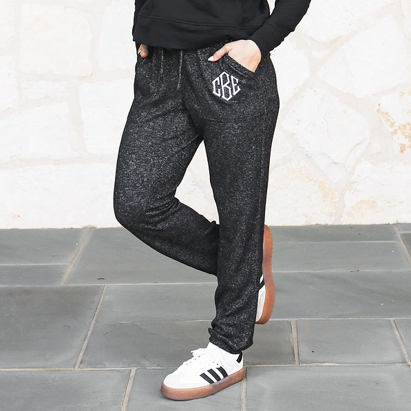 heathered charcoal joggers on peyton with sneakers
