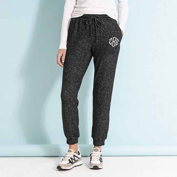 Monogrammed Joggers in Heathered Charcoal
