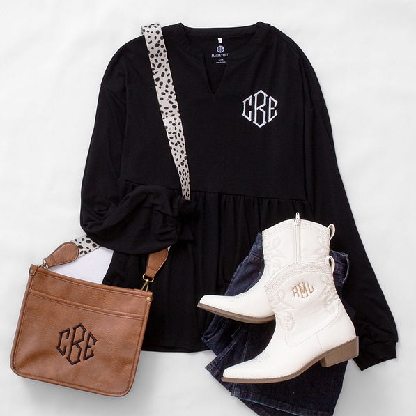 peplum top outfit of the day with saddlebag and cowboy boots