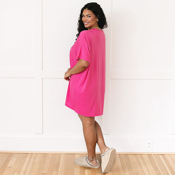 back of hot pink sleep tee