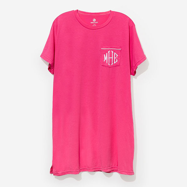 monogrammed sleep tee in hot pink