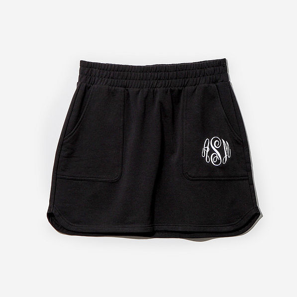 Monogrammed Athleisure Skirt in Black