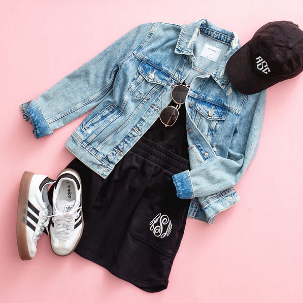 black athleisure skirt flatlay