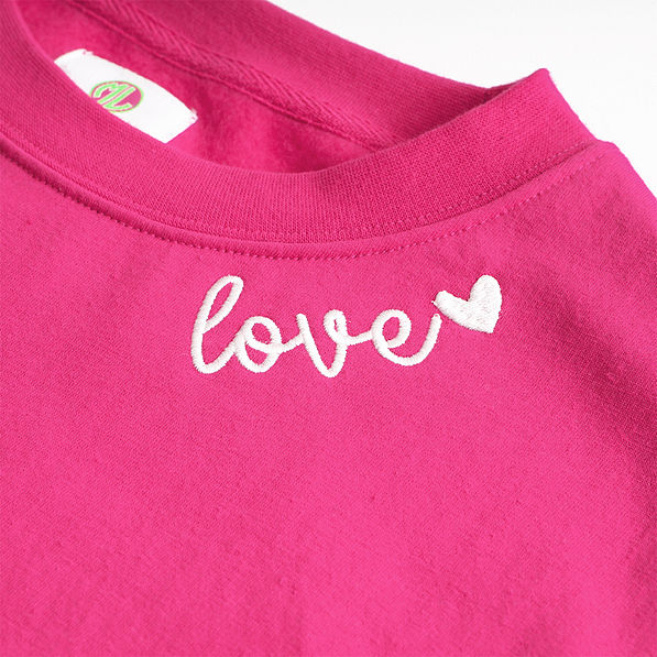 love sweatshirt up close