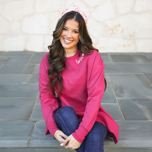 love sweatshirt with statement headband