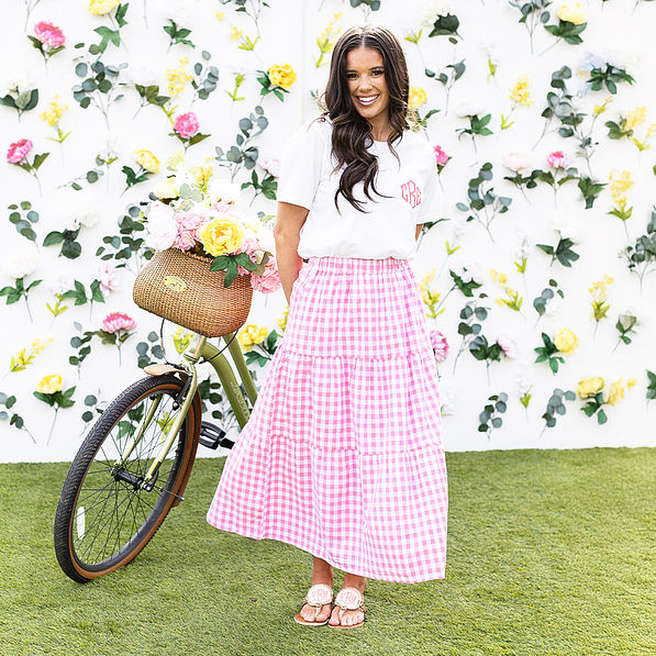 white short sleeve shirt on girl with bike