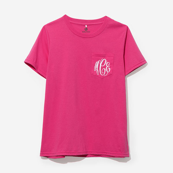 Monogrammed Short Sleeve Shirt in Hot Pink