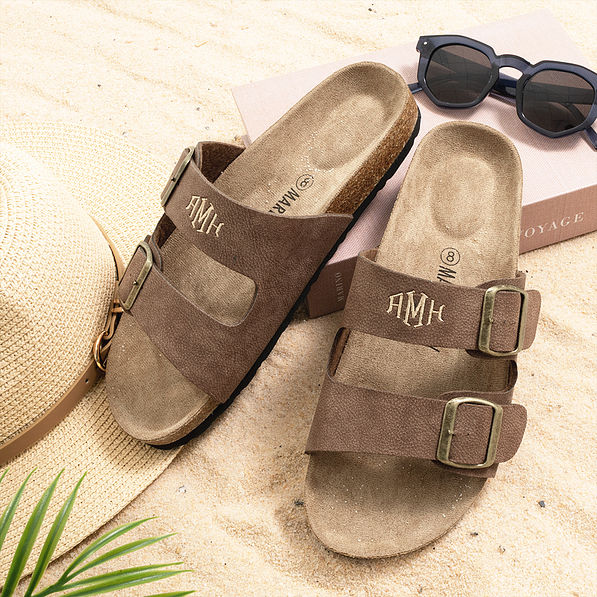 double strap sandals on sand