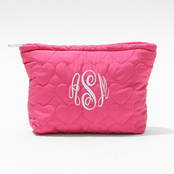 Monogrammed Heart Cosmetic Bag