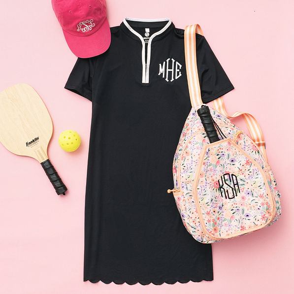 black monogrammed quarter zip sweatshirt outfit