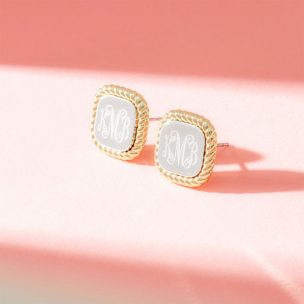 Monogrammed Cable Stud Earrings