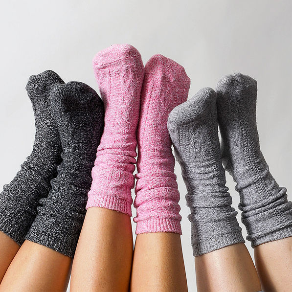 Trio shot of slouch socks