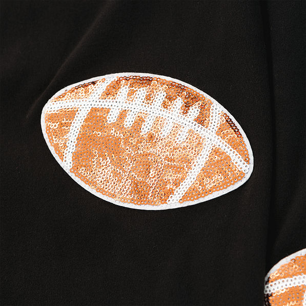 football sequin sports sweatshirt up close