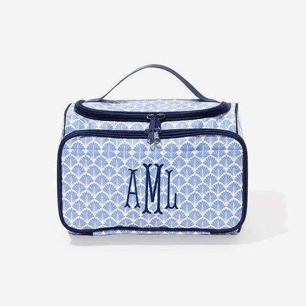 monogrammed carry all toiletry case in blue shells