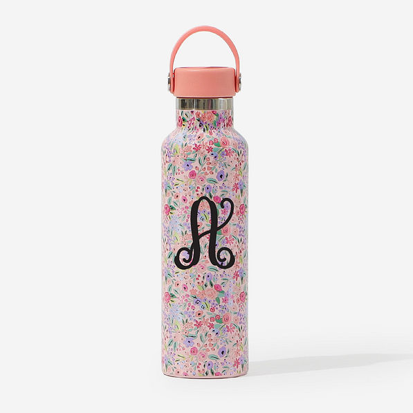 Personalized Water Bottle in Coral Floral