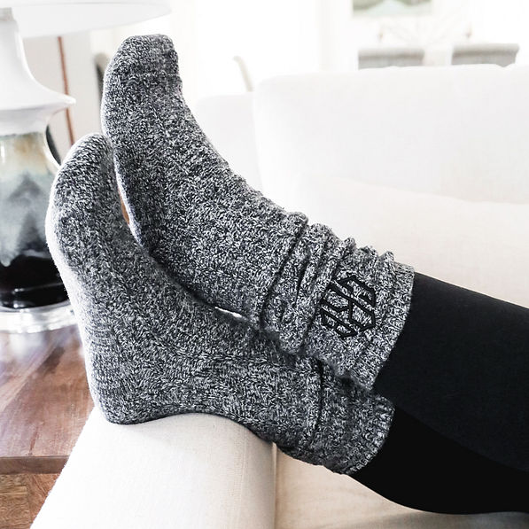 black monogrammed socks