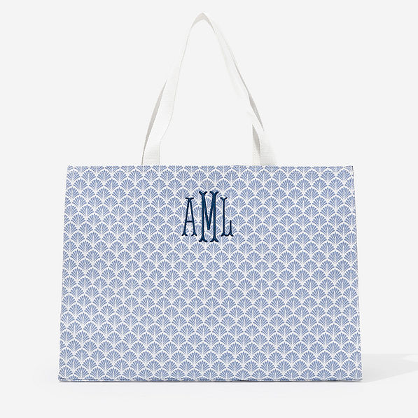 monogrammed basic tote bag in blue shells