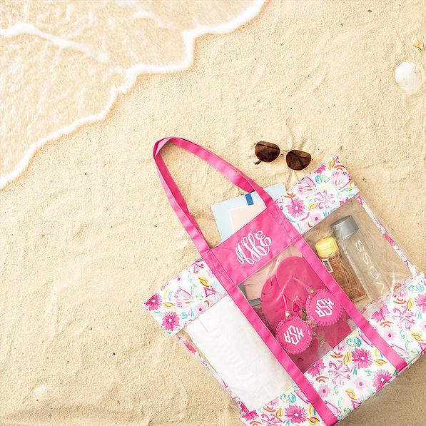 painted petals clear beach tote