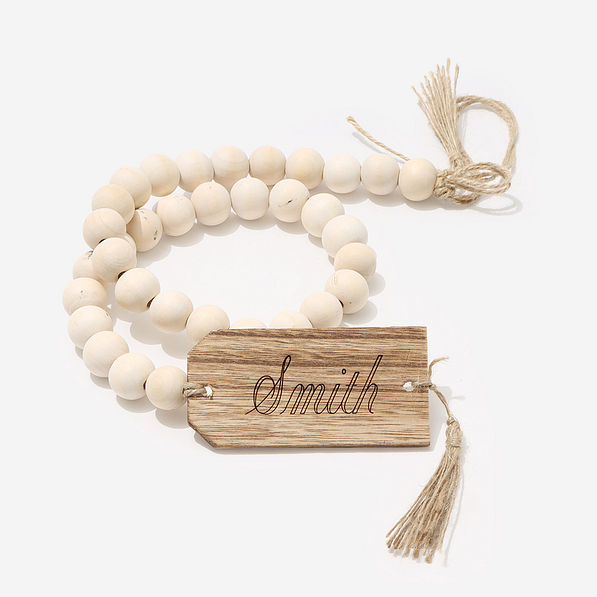 personalized wood bead garland