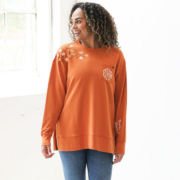 thankful personalized fall thanksgiving pumpkin sweatshirt