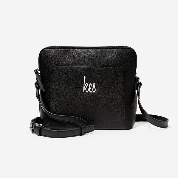 monogrammed classic crossbody purse in black