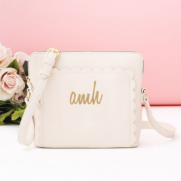 personalized bone oversized crossbody purse handwriting initials