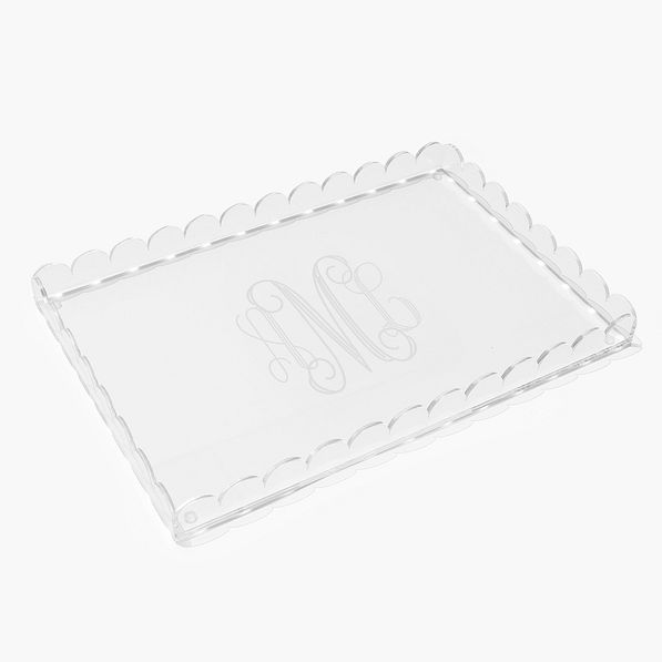Monogrammed Scallop Acrylic Tray
