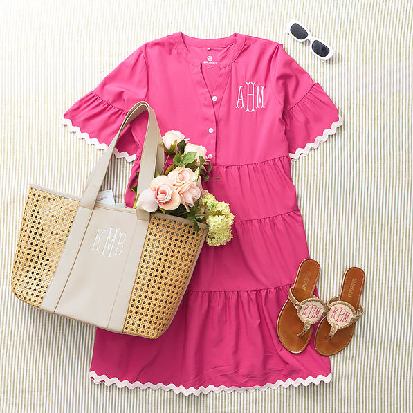 hot pink ric rac dress flatlay